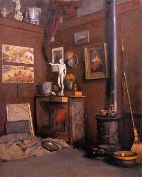 Gustave Caillebotte : Interior of a Studio with Stove